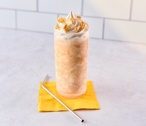Dulce de Leche Milkshake made with Golden OREO Cookie Pieces